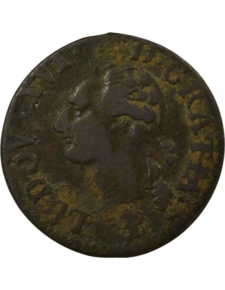 Louis XVI A l'Ecu 1 liard Cuivre 1785 T Nantes