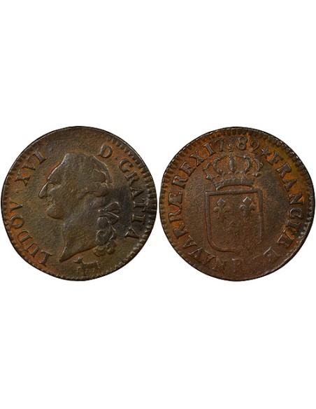 Louis XVI A l'Ecu 1 sol Cuivre 1782 R Orléans