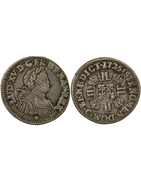 Louis XV aux Huit L 1/4 écu Argent 1725 C Caen