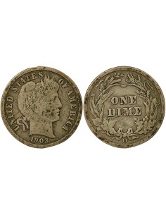 USA Barber 10 cents Argent 1903 O New Orleans