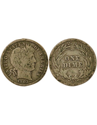 USA Barber 10 cents Argent 1903 O New Orleans