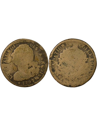 Louis XVI au Faisceau 2 sols Cuivre 1792 MA Marseille