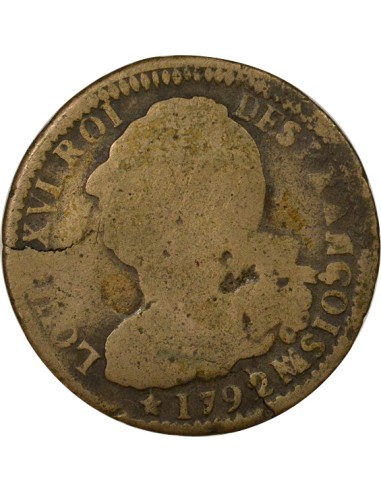 Louis XVI au Faisceau 2 sols Cuivre 1792 MA Marseille