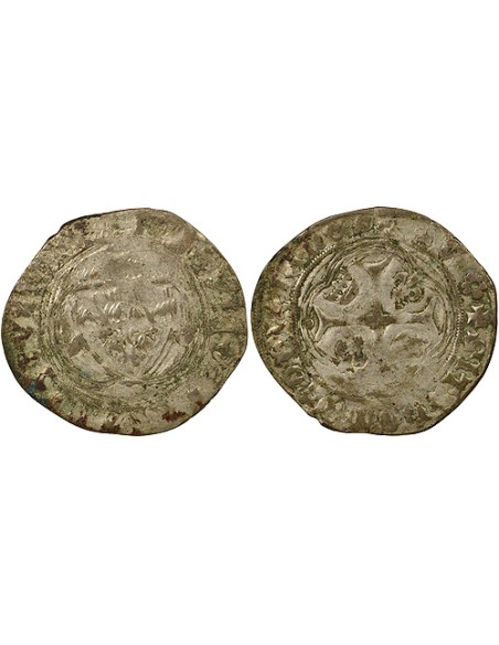 Charles VII A la Couronne 1 blanc à la couronne Billon 1456-1461 I Limoges