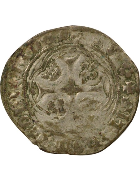 Charles VII A la Couronne 1 blanc à la couronne Billon 1456-1461 I Limoges