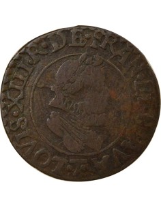 Louis XIII Type 2 1 double tournois Cuivre 1616 T Nantes 2