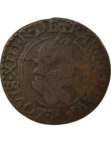 Louis XIII Type 2 1 double tournois Cuivre 1616 T Nantes