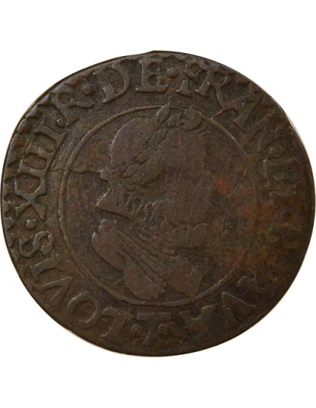 Louis XIII Type 2 1 double tournois Cuivre 1616 T Nantes