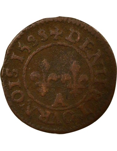 Henri III 1 denier Cuivre 1588 A - Paris