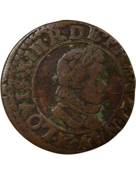 Louis XIII Type 2 1 double tournois Cuivre 1611 K Bordeaux