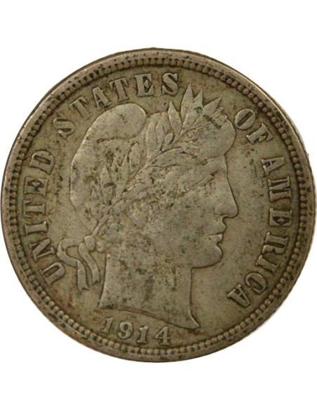 USA Barber 10 cents Argent 1914 Philadelphie