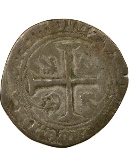 Charles VII A la Couronne 1 blanc à la couronne Billon 1447 D Lyon