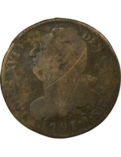 Louis XVI au Faisceau 2 sols Métal de Cloche 1791 A - Paris 2
