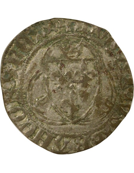 Louis XI A la Couronne 1 blanc Billon 1461-1483 C Saint-Lô