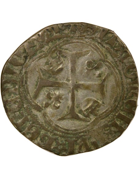 Louis XI A la Couronne 1 blanc Billon 1461-1483 C Saint-Lô