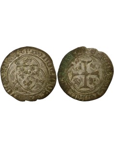 Louis XI A la Couronne 1 blanc Billon 1461-1483 C Saint-Lô