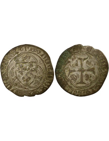 Louis XI A la Couronne 1 blanc Billon 1461-1483 C Saint-Lô