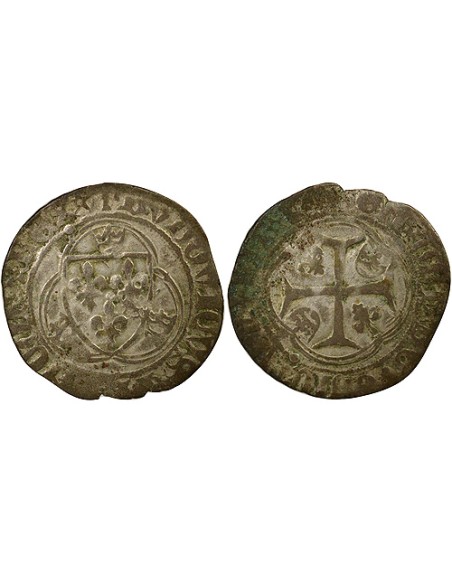 Louis XI A la Couronne 1 blanc Billon 1461-1483 C Saint-Lô