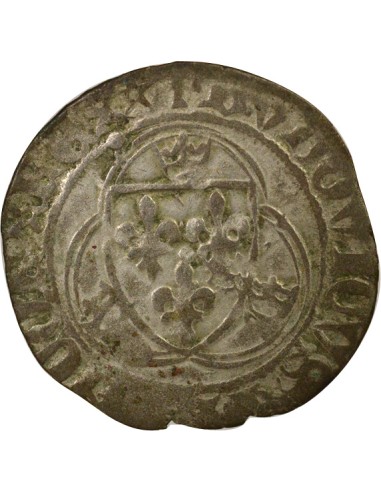 Louis XI A la Couronne 1 blanc Billon 1461-1483 C Saint-Lô