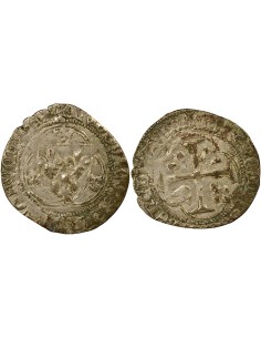 Louis XI A la Couronne 1 blanc Billon 1461-1483 D Lyon