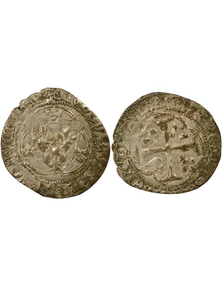 Louis XI A la Couronne 1 blanc Billon 1461-1483 D Lyon