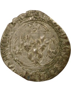 Louis XI A la Couronne 1 blanc Billon 1461-1483 D Lyon 2