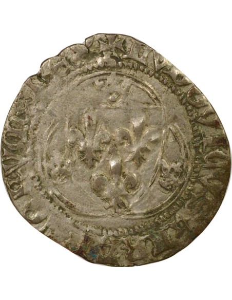 Louis XI A la Couronne 1 blanc Billon 1461-1483 D Lyon