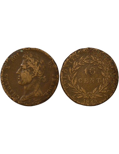 Colonies Françaises Charles X 10 centimes Bronze 1828 A - Paris