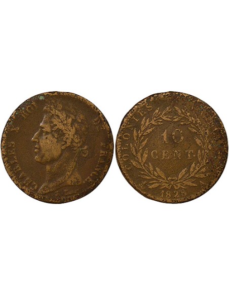 Colonies Françaises Charles X 10 centimes Bronze 1828 A - Paris