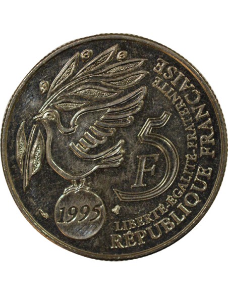 Cinquantenaire de l'ONU 5 francs Cuivre-Nickel 1995 Pessac