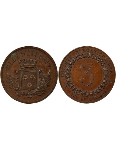 Société d'Horticulture d'Epernay 1 jeton Bronze XIX-XXe Siècle
