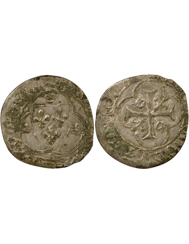 Charles VII A la Couronne 1 blanc à la couronne Billon 1436-1447 F Angers