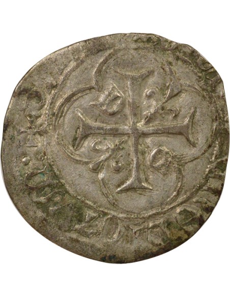 Charles VII A la Couronne 1 blanc à la couronne Billon 1436-1447 F Angers