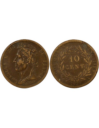 Colonies Françaises Charles X 10 centimes Bronze 1829 A - Paris