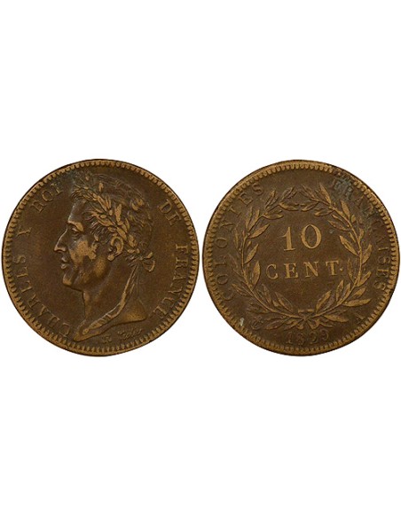 Colonies Françaises Charles X 10 centimes Bronze 1829 A - Paris