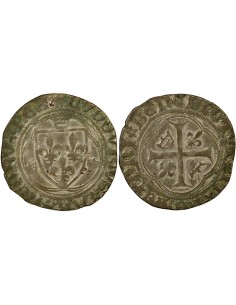 Louis XI A la Couronne 1 blanc Billon 1461-1483 C Saint-Lô