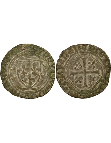 Louis XI A la Couronne 1 blanc Billon 1461-1483 C Saint-Lô