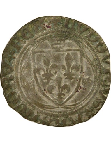 Louis XI A la Couronne 1 blanc Billon 1461-1483 C Saint-Lô