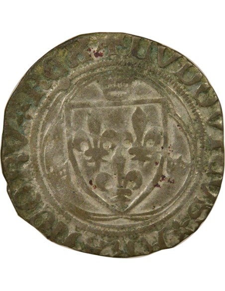 Louis XI A la Couronne 1 blanc Billon 1461-1483 C Saint-Lô