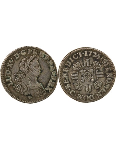 Louis XV aux Huit L 1/4 écu Argent 1725 C Caen