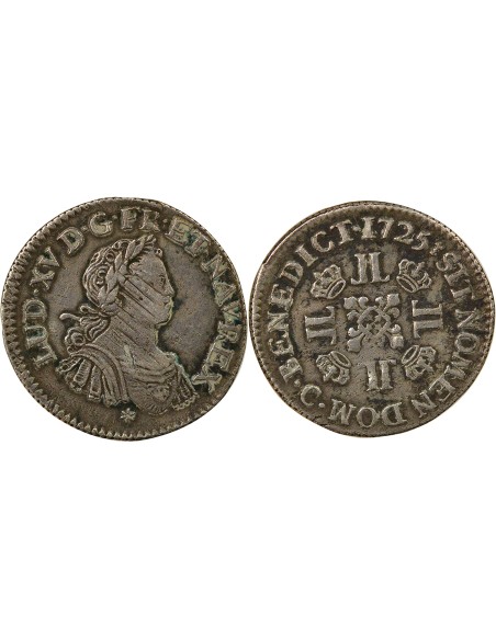 Louis XV aux Huit L 1/4 écu Argent 1725 C Caen