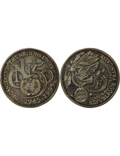 Cinquantenaire de l'ONU 5 francs Cuivre-Nickel 1995 Pessac