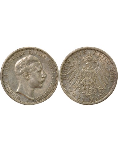 Etats Allemands (Prusse) Guillaume II de Prusse 2 mark Argent 1904 A Berlin