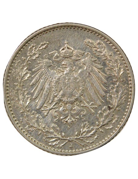 Allemagne Guillaume II de Wurtemberg 1/2 mark Argent 1912 J Hambourg