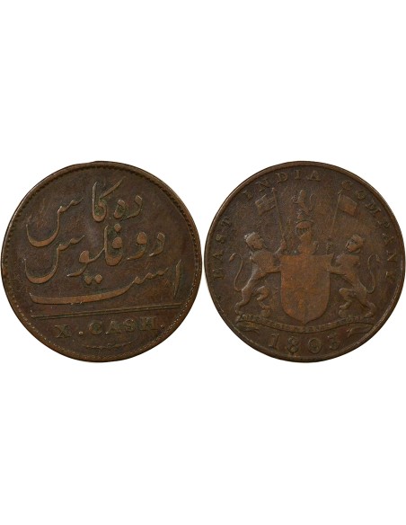 Indes Britanniques East India Company 10 cash Cuivre 1803 Soho