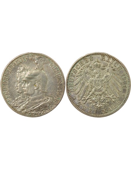 Etats Allemands (Prusse) Guillaume II de Prusse 200 Ans du Royaume 2 mark Argent 1904 A Berlin
