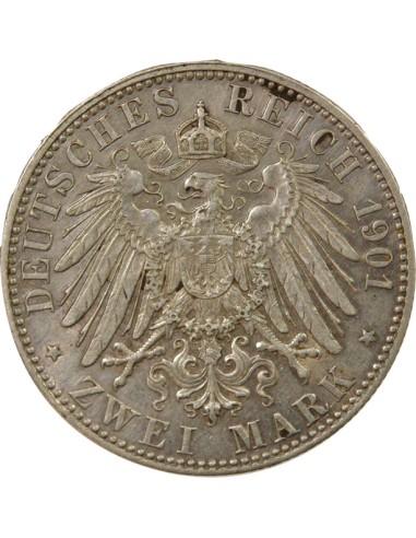 Etats Allemands (Prusse) Guillaume II de Prusse 2 mark Argent 1901 A Berlin