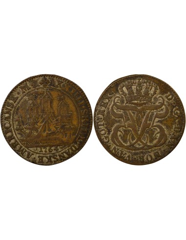 Antilles Danoises Frédéric V 24 skilling Billon 1764 Copenhague