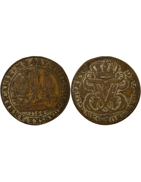 Antilles Danoises Frédéric V 24 skilling Billon 1764 Copenhague