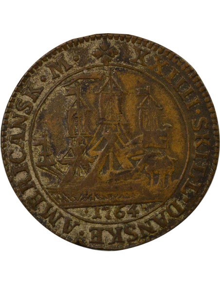 Antilles Danoises Frédéric V 24 skilling Billon 1764 Copenhague